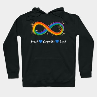 Autism Acceptance Infinity Heart | Proud Capable Loved Hoodie